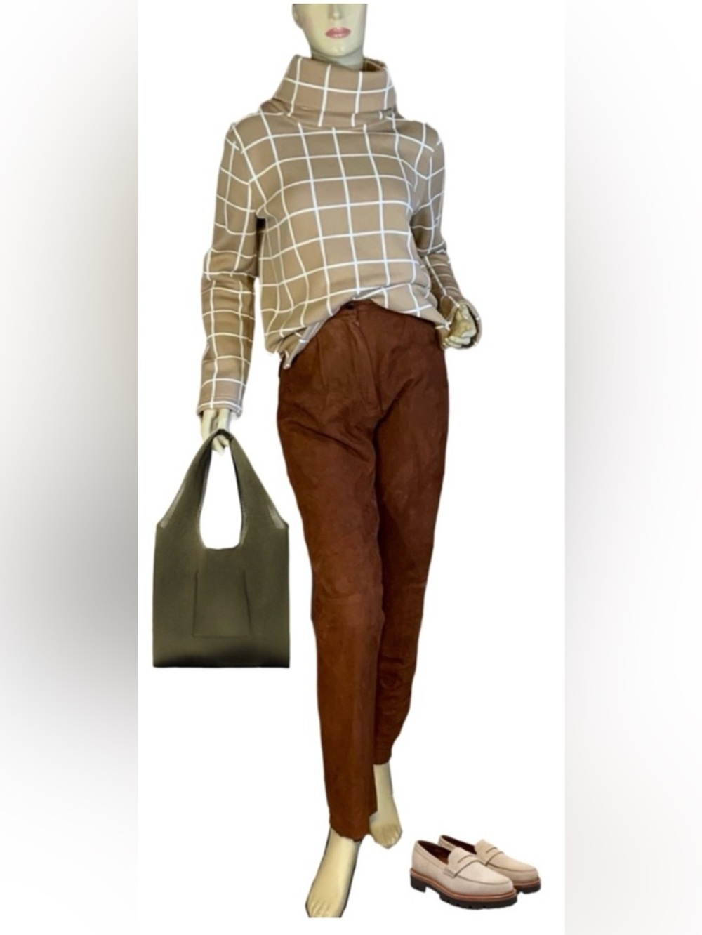 VINTAGE 1980'S SIENNA BROWN ARTISAN WEAR SUEDE PLEATED TROUSERS (XS)